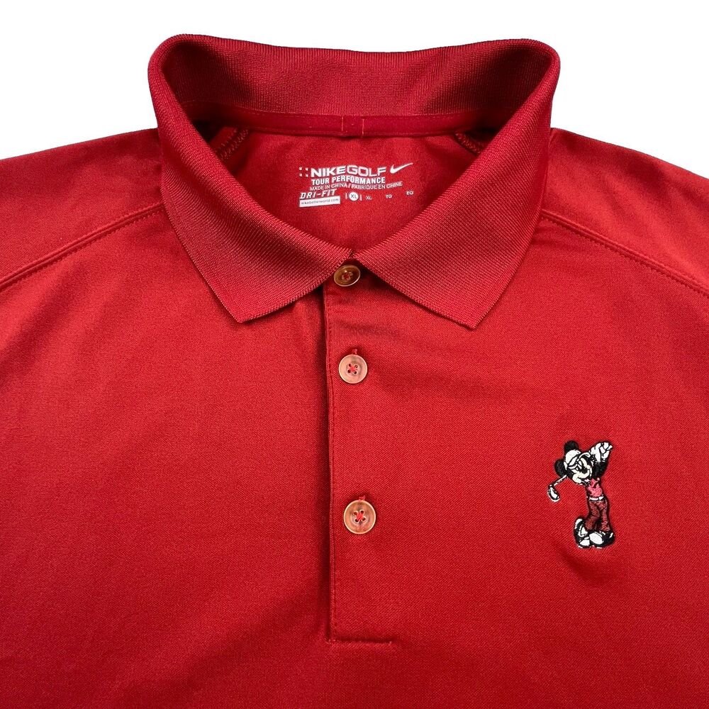 NIKE x Disney Parks Golf Polo Mens XL Red Tour Performance Mickey Mouse